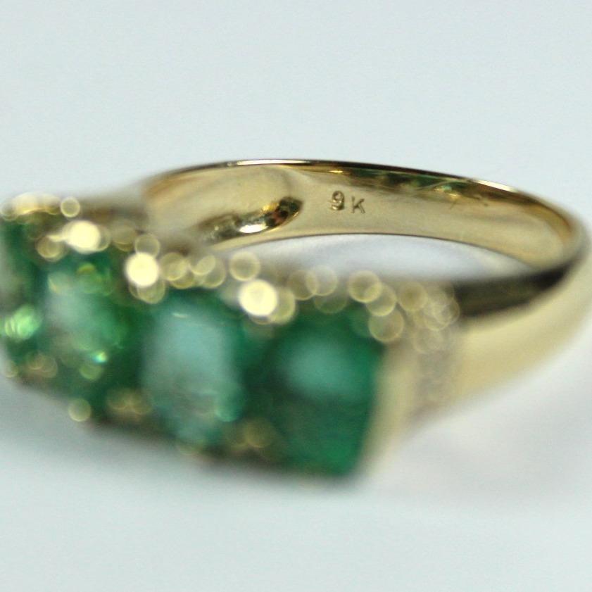 9ct Yellow Gold Emerald and Diamond Bridge Ring
