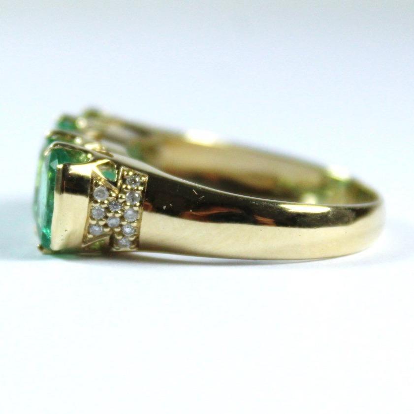 9ct Yellow Gold Emerald and Diamond Bridge Ring