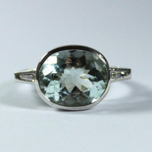 9ct White Gold Aquamarine and Diamond Ring