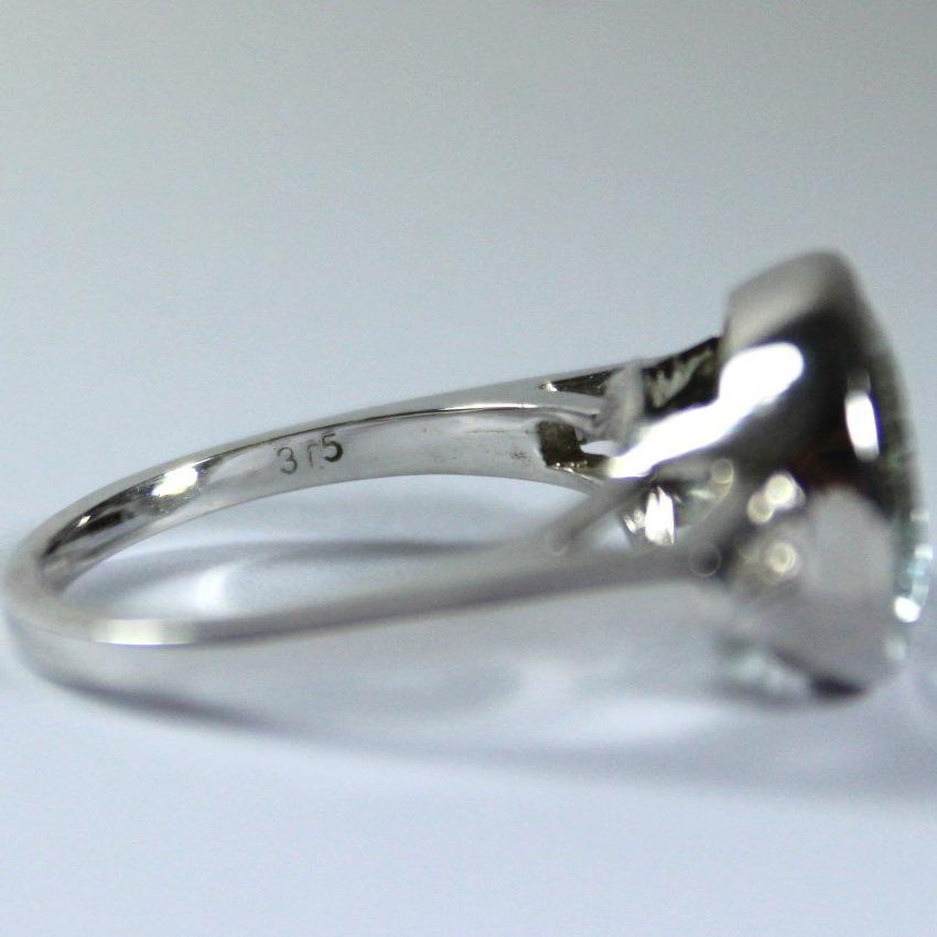 9ct White Gold Aquamarine and Diamond Ring