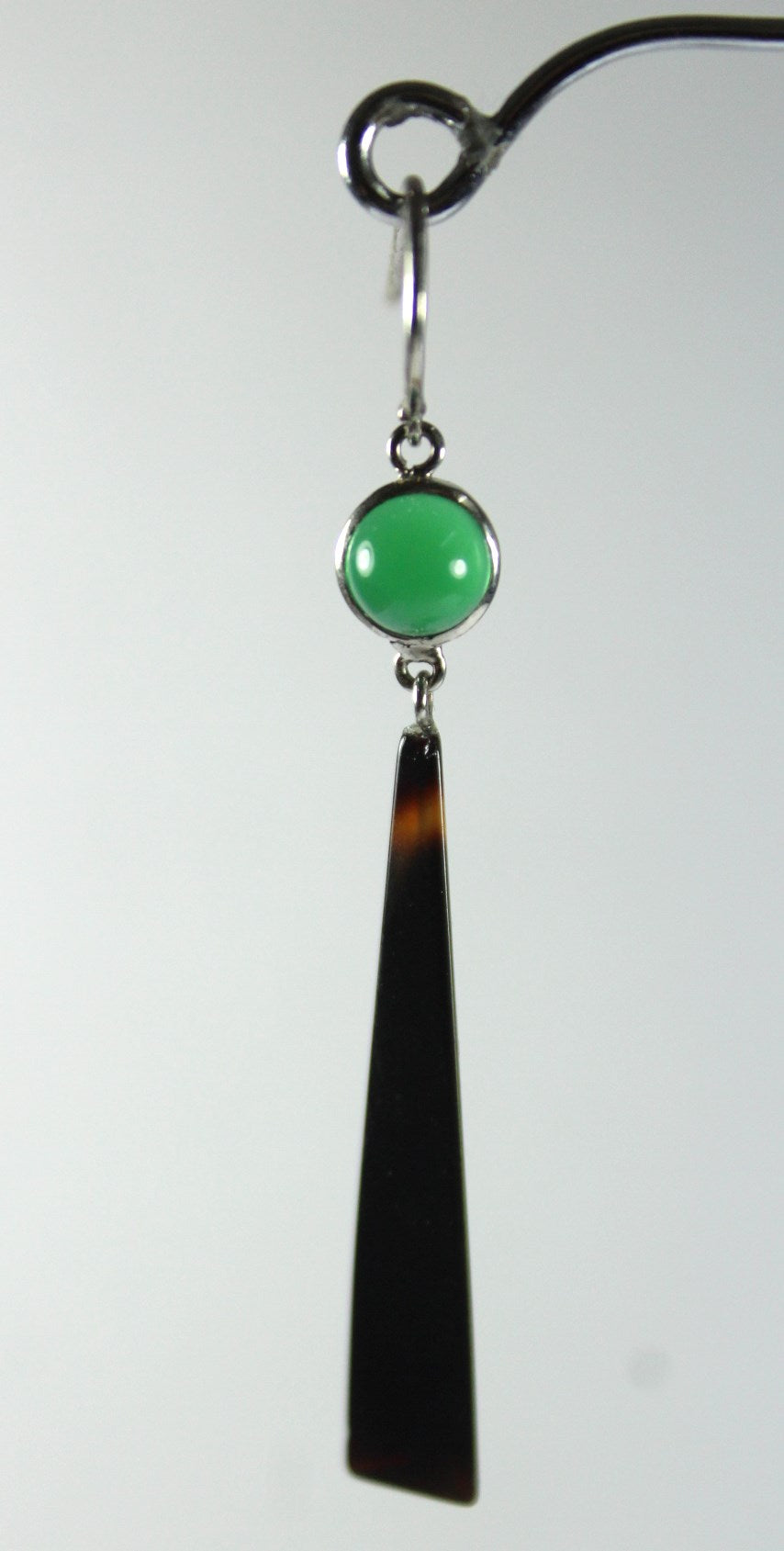 Sterling Silver Tortoiseshell and Chrysoprase Earrings