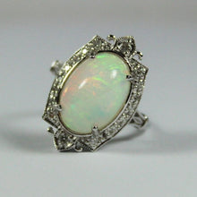 9ct White Gold 3ct Solid Opal and Diamond Dress Ring