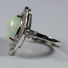 9ct White Gold 3ct Solid Opal and Diamond Dress Ring