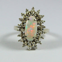Vintage 18ct Yellow Gold Opal and Diamond Dress Ring