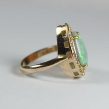 18ct Rose Gold Pear Shaped Solid Opal and Diamond Ring