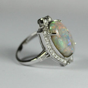 9ct White Gold 7.72ct Matrix Opal and Diamond Dress Ring