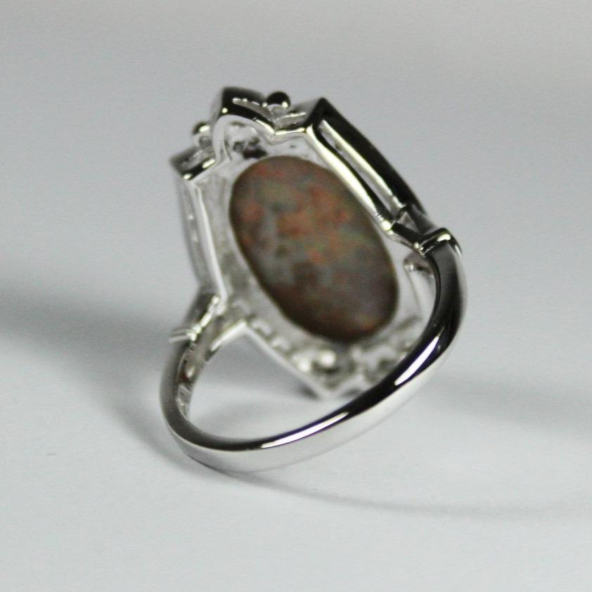 9ct White Gold 7.72ct Matrix Opal and Diamond Dress Ring