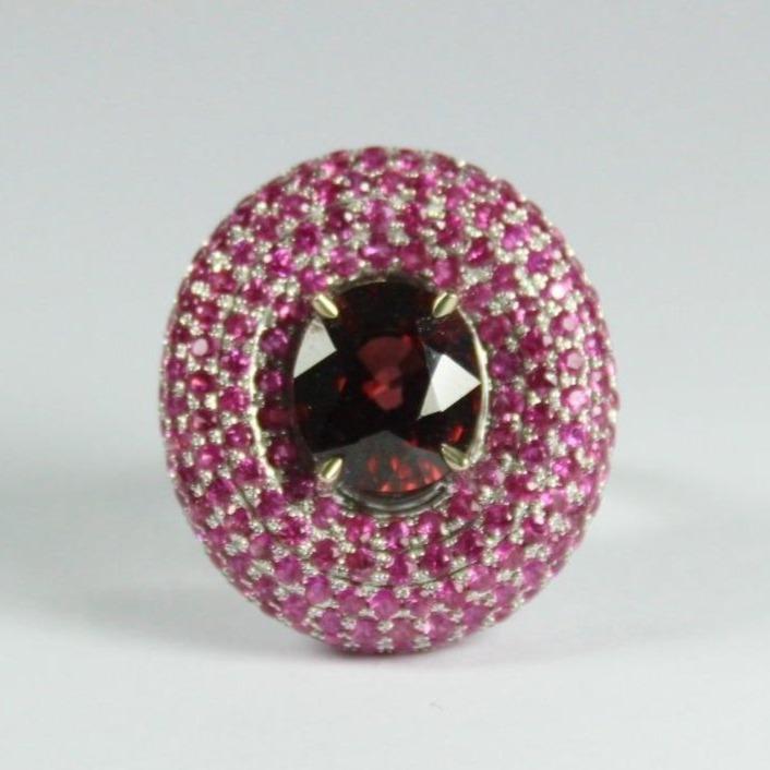 Red Zircon and Pink Sapphire Dress Ring