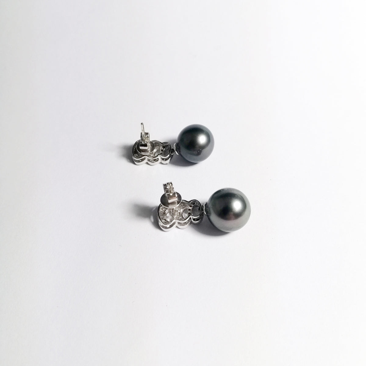 Black Tahitian Pearl and Diamond Earrings