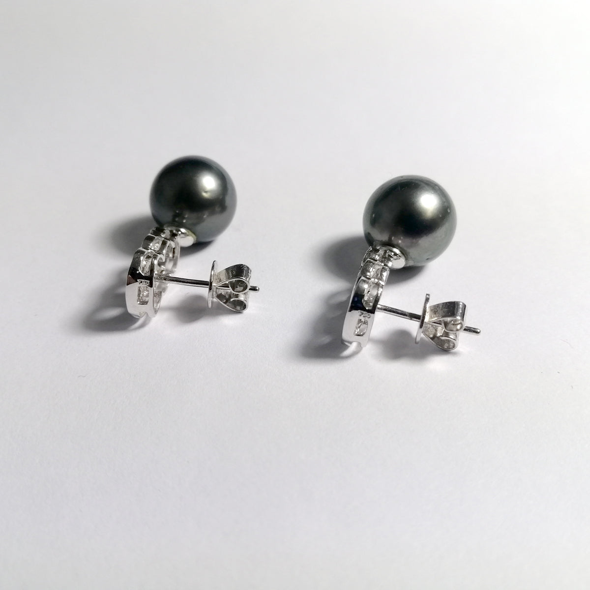 Black Tahitian Pearl and Diamond Earrings