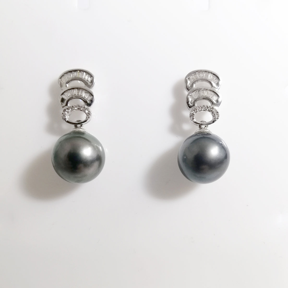 Black Tahitian Pearl and Diamond Earrings