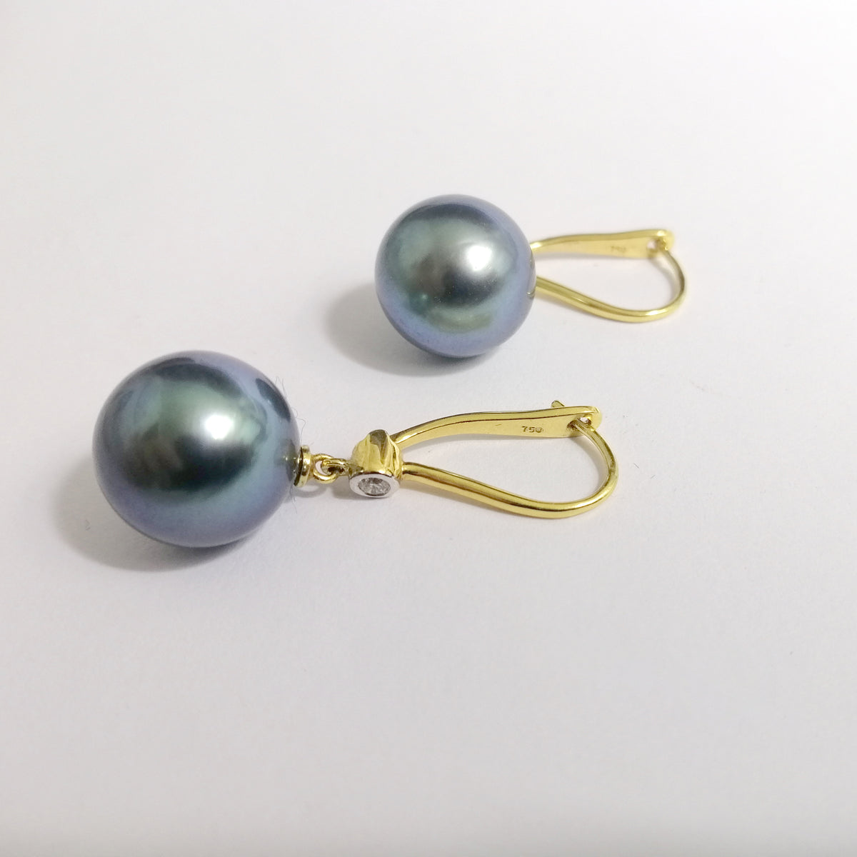 Black Tahitian Pearl and Diamond Drop Earrings