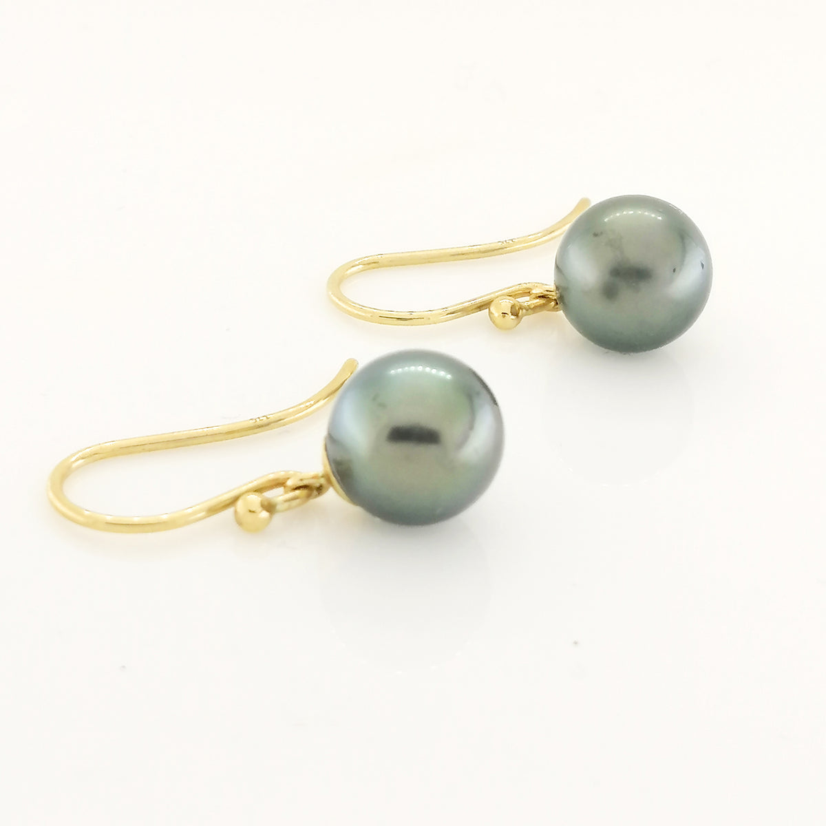 9ct Yellow Gold Black Tahitian Pearl Drop Earrings