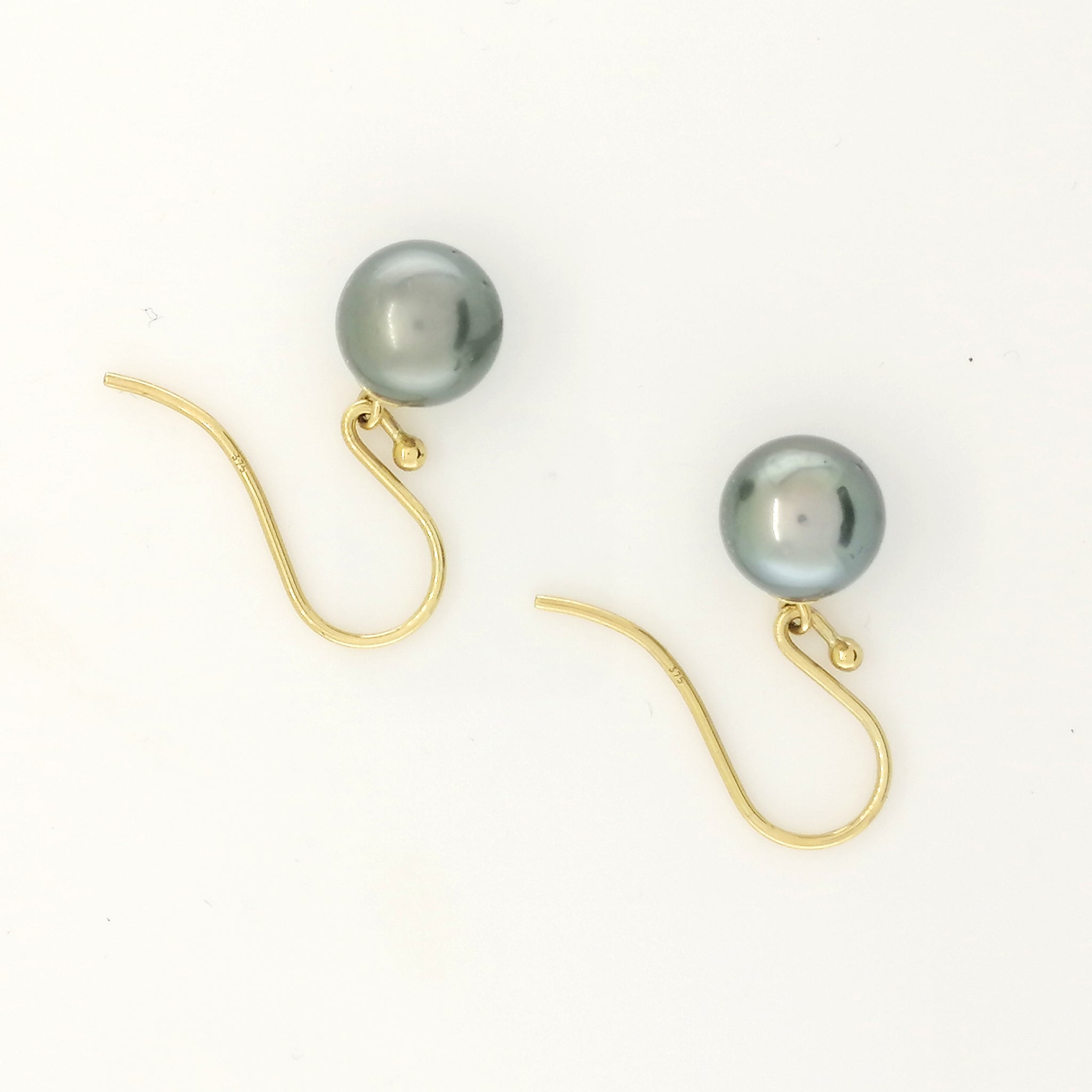 9ct Yellow Gold Black Tahitian Pearl Drop Earrings – Tresors Sydney
