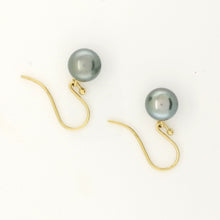 9ct Yellow Gold Black Tahitian Pearl Drop Earrings