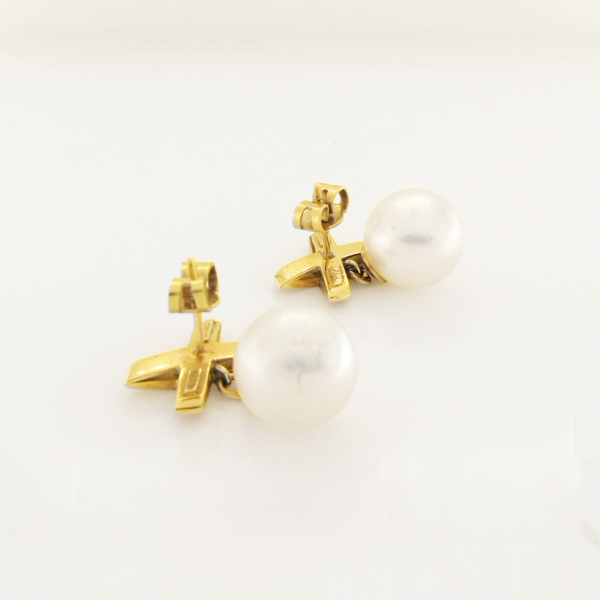 Vintage White South Sea Pearl and Marquise Diamond Earrings