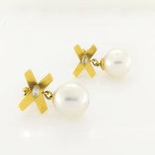 Vintage White South Sea Pearl and Marquise Diamond Earrings