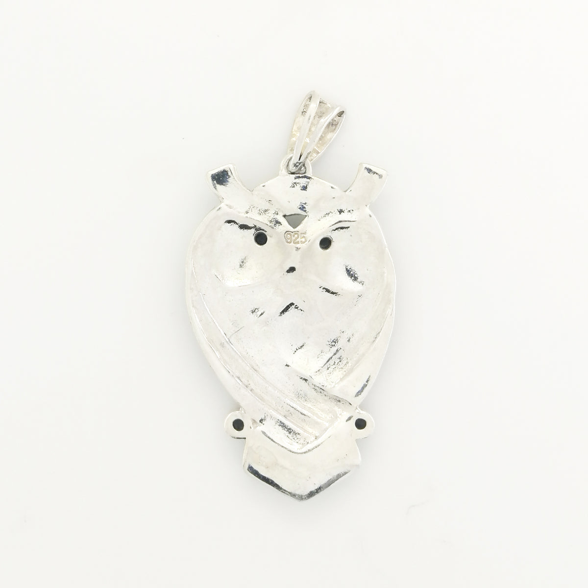 Onyx, Marcasite and Enamel Owl Pendant
