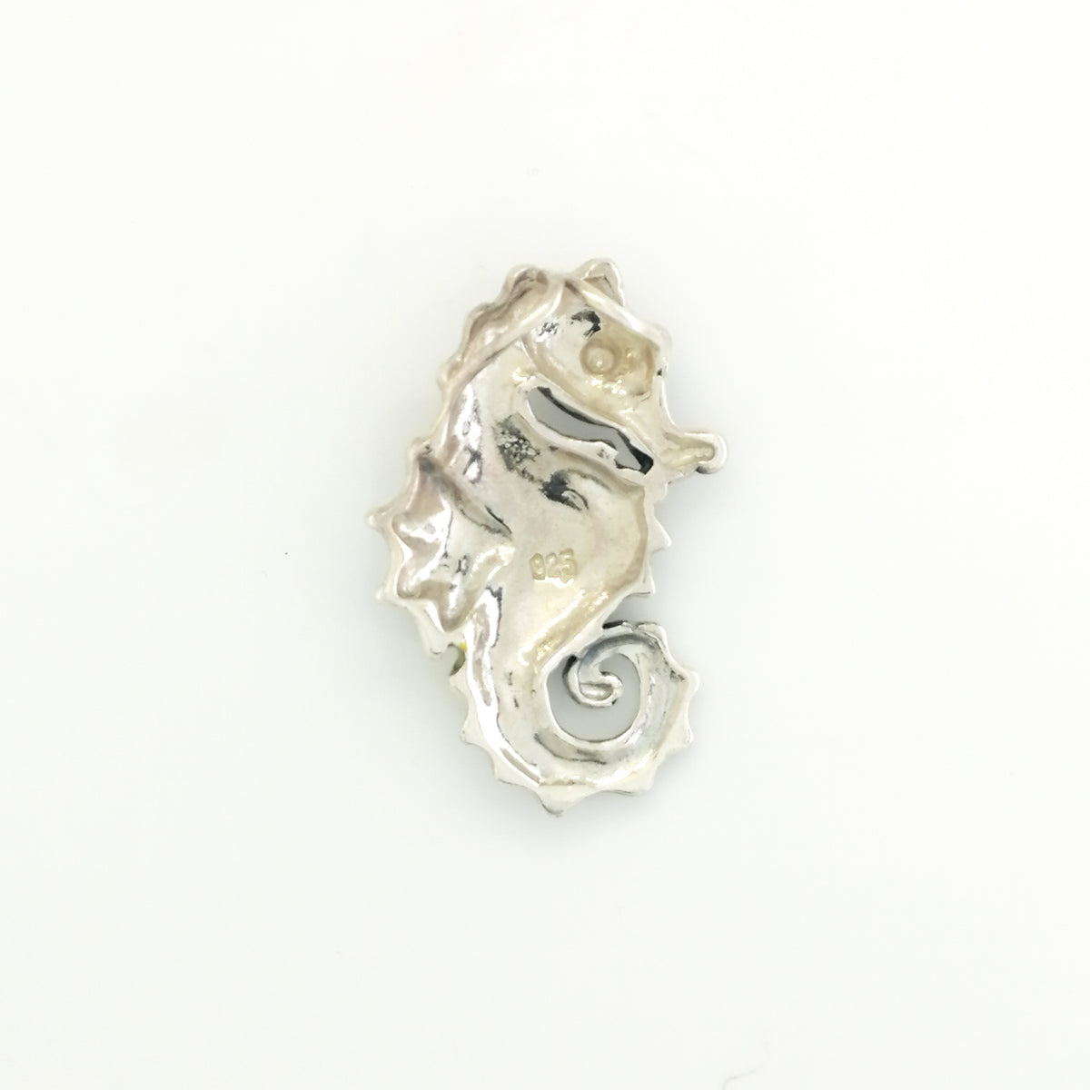 Sterling Silver Marcasite and Enamel Sea Horse Pendant