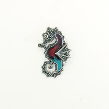 Sterling Silver Marcasite and Enamel Sea Horse Pendant