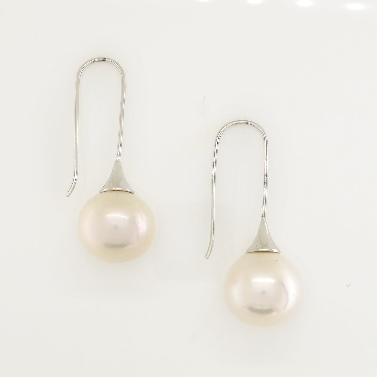 9ct White Gold White South Sea Pearl Drop Earrings