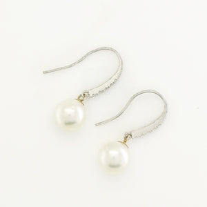 White South Sea Pearl and Cubic Zirconia Earrings