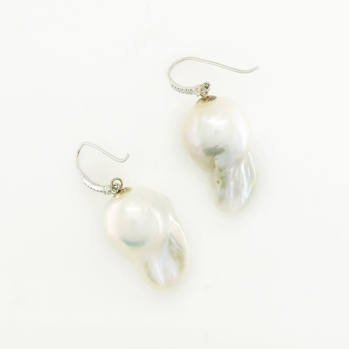 Sterling Silver Baroque Pearl and Cubic Zirconia Earrings