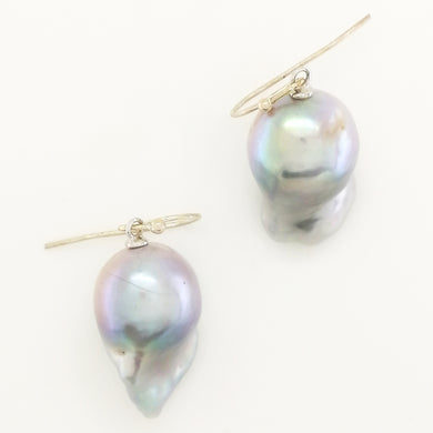 Sterling Silver Grey Baroque Pearl Drop Earrings