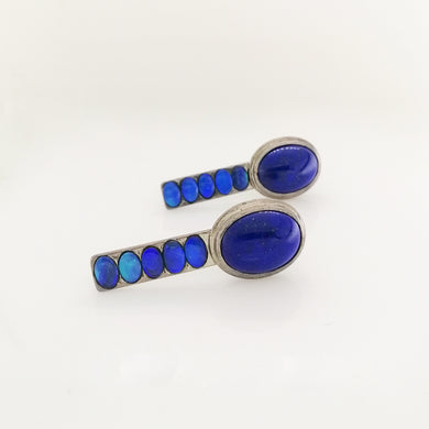 Lapis Lazuli and Solid Black Opal Earrings