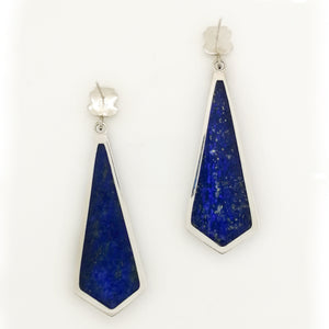 9ct Gold Lapis Lazuli Drop Stud Drop Earrings