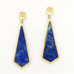 9ct Gold Lapis Lazuli Drop Stud Drop Earrings