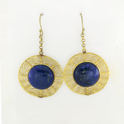 Brass Lapis Lazuli Drop Earrings