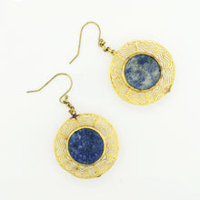 Brass Lapis Lazuli Drop Earrings