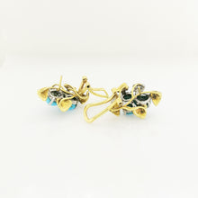 14ct Yellow Gold Turquoise and Diamond Stud Earrings