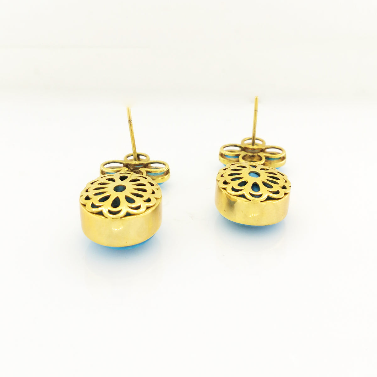 Turquoise and Diamond Clover Earrings
