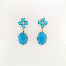 Turquoise and Diamond Clover Earrings