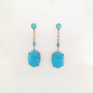 Antique Turquoise and Seed Pearl Earrings