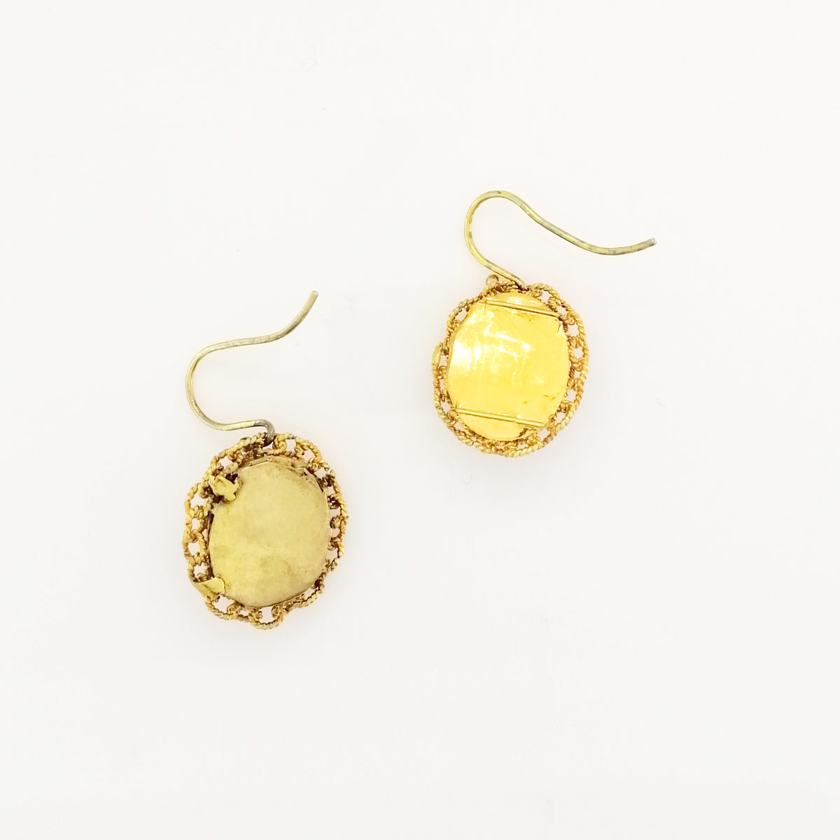 Vintage 18ct Yellow Gold Turquoise Cut Out Drop Earrings