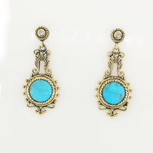 9ct Yellow Gold Turquoise and Diamond Stud Drop Earrings