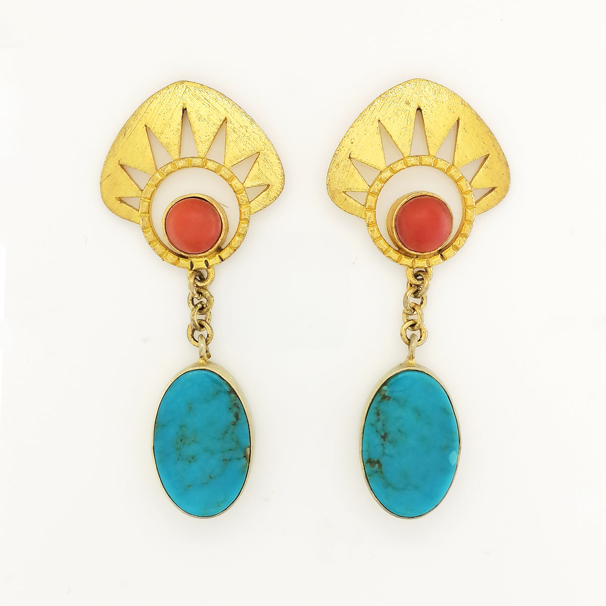 Momo Coral and Turquoise Earrings