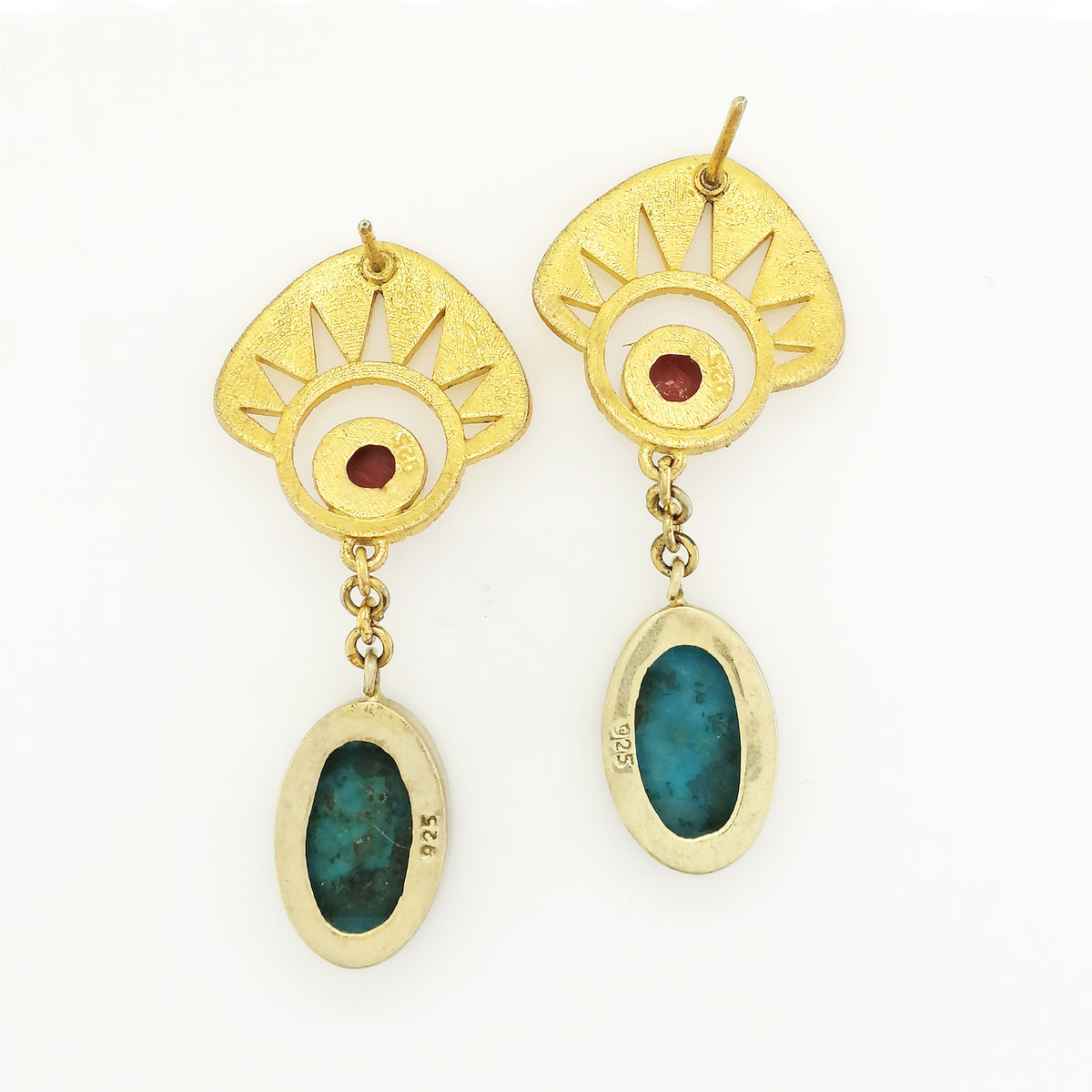 Momo Coral and Turquoise Earrings