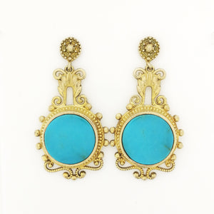 Sterling Silver Gold Plated Turquoise Stud Drop Earrings