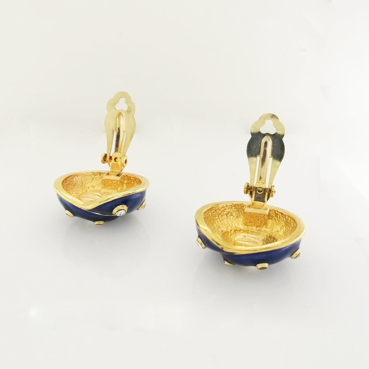 Enamel and Cubic Zirconia Clip On Earrings