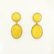 9ct Yellow Gold Butterscotch Amber Stud Drop Earrings