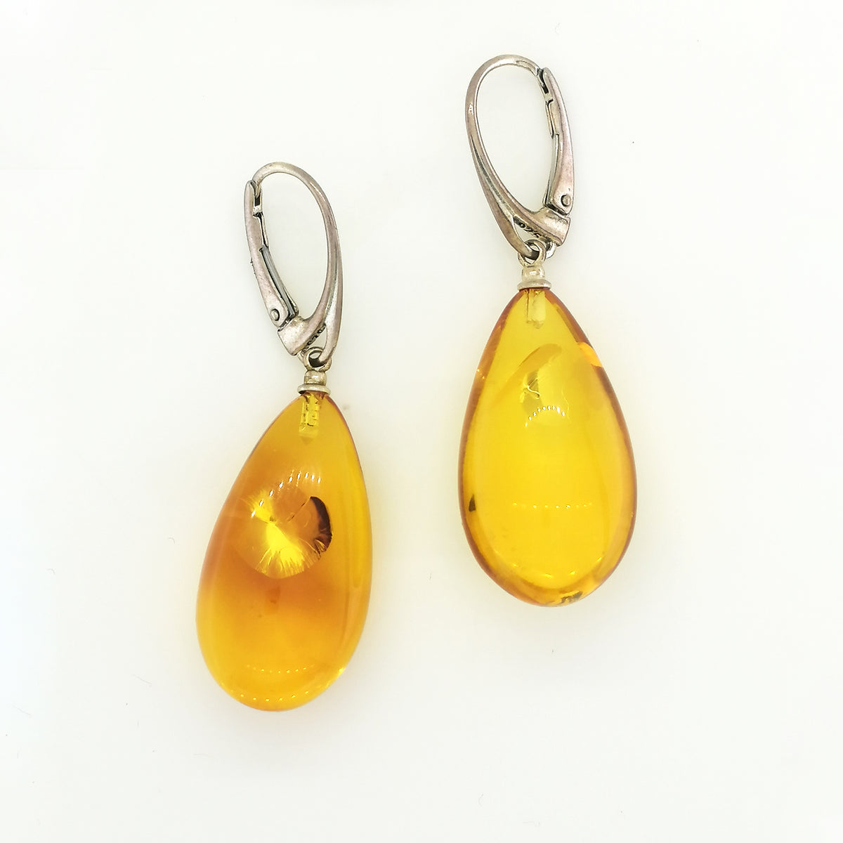 Sterling Silver Baltic Amber Drop Earrings