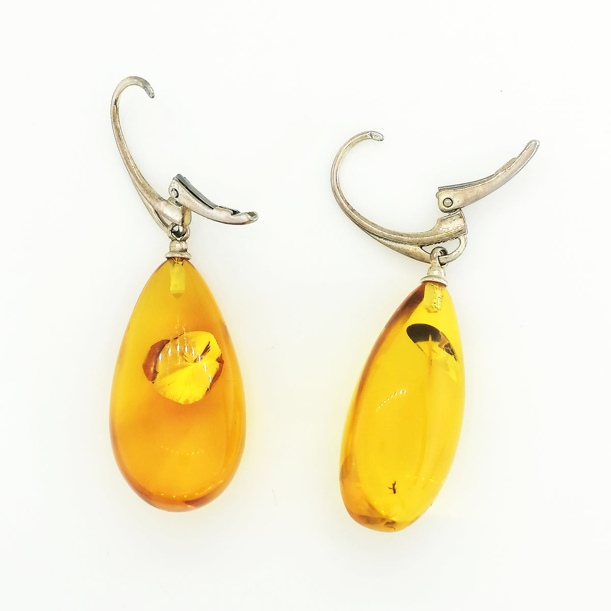 Sterling Silver Baltic Amber Drop Earrings