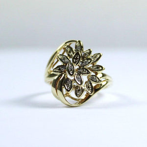 Vintage 9ct Yellow Gold Diamond Dress Ring