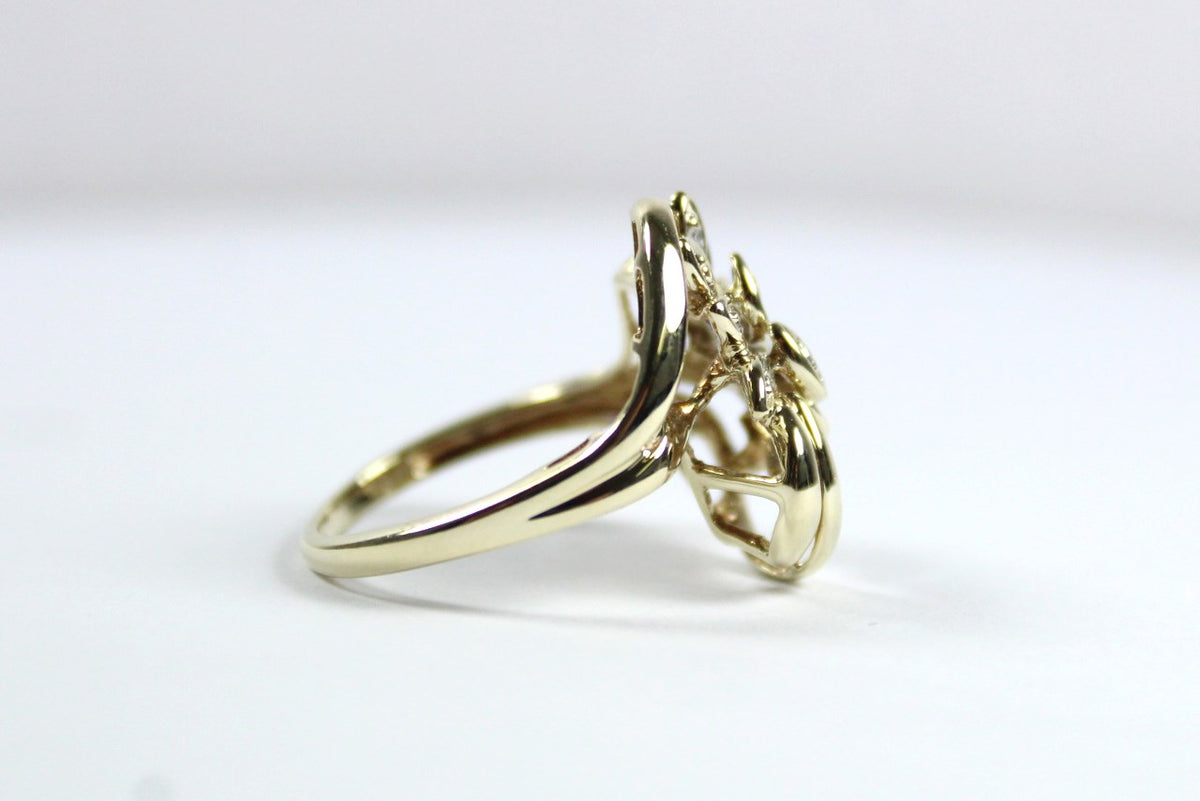 Vintage 9ct Yellow Gold Diamond Dress Ring