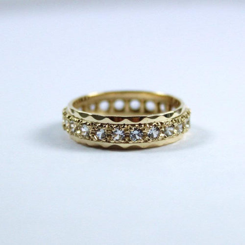 Vintage 9ct Yellow Gold White Sapphire Eternity Band