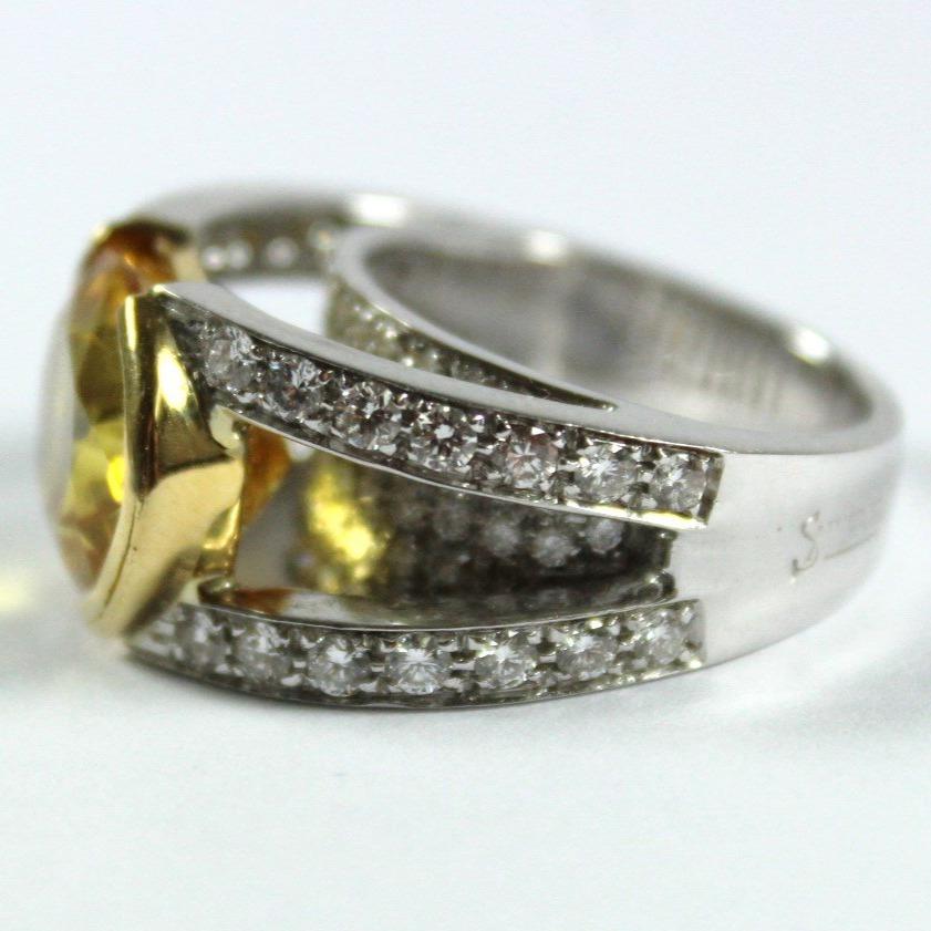 Yellow Sapphire and Diamond Cocktail Ring